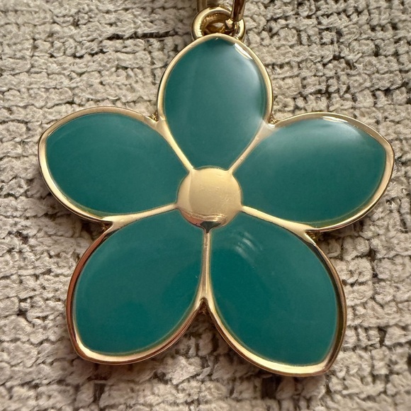 Gold and Teal Flower Keychain Bag Charm. NWOT - Picture 5 of 5